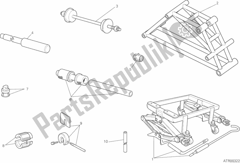Todas as partes de Ferramentas De Serviço De Oficina, Quadro do Ducati Monster 821 Dark 2015